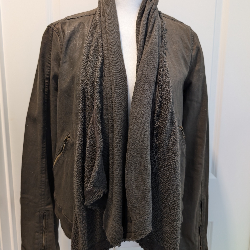 Free People Charcoal Utility Jacket with Drape Scarf